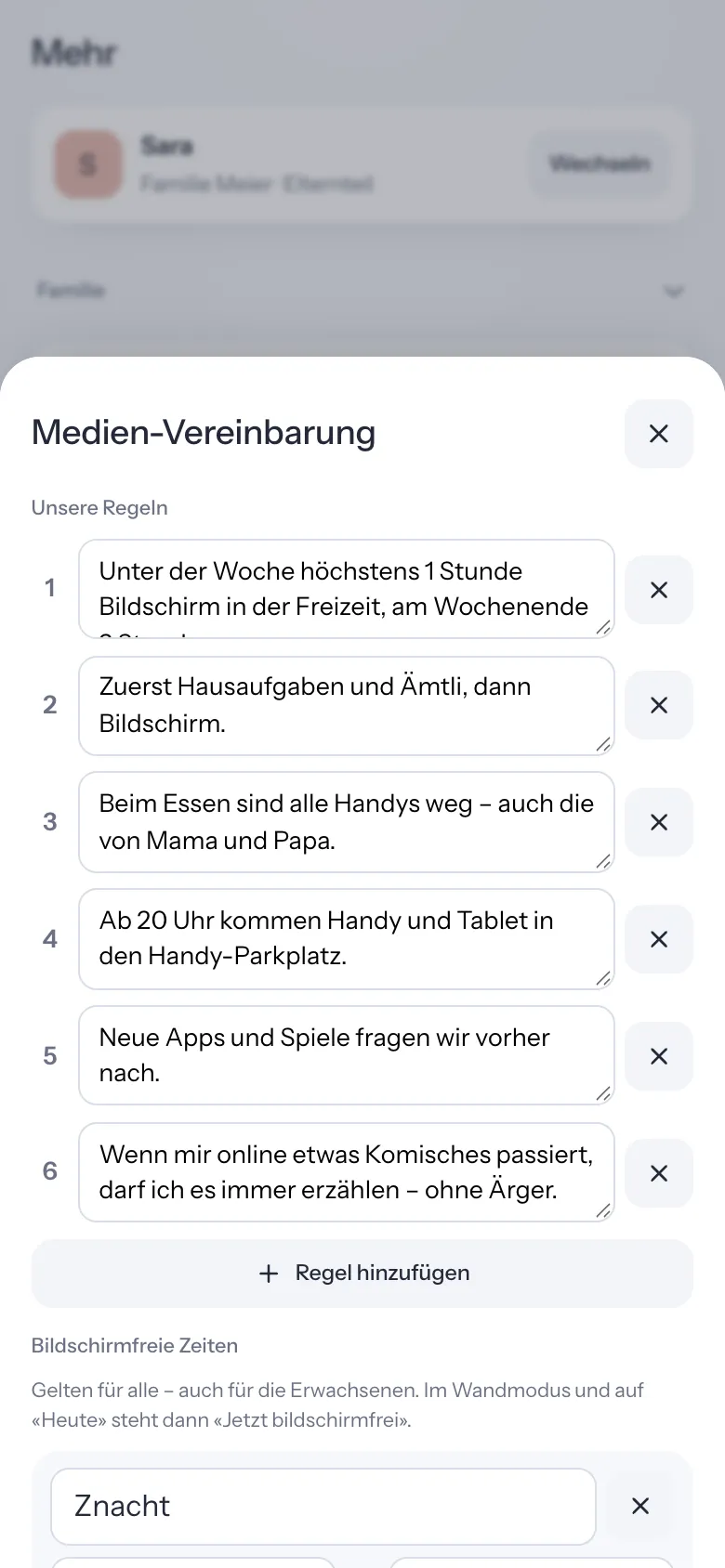 Medien-Vereinbarung der Familie in FamilyBuddy